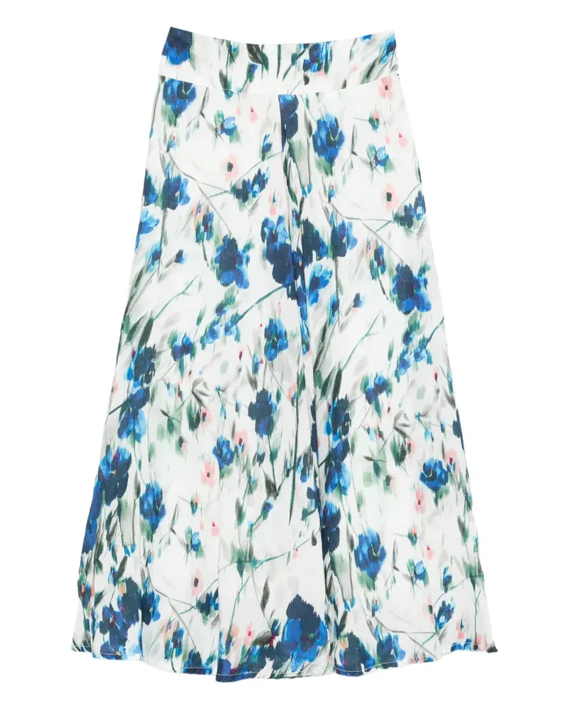 120% Lino Rock mit Blumen-Print - Weiß Weiß