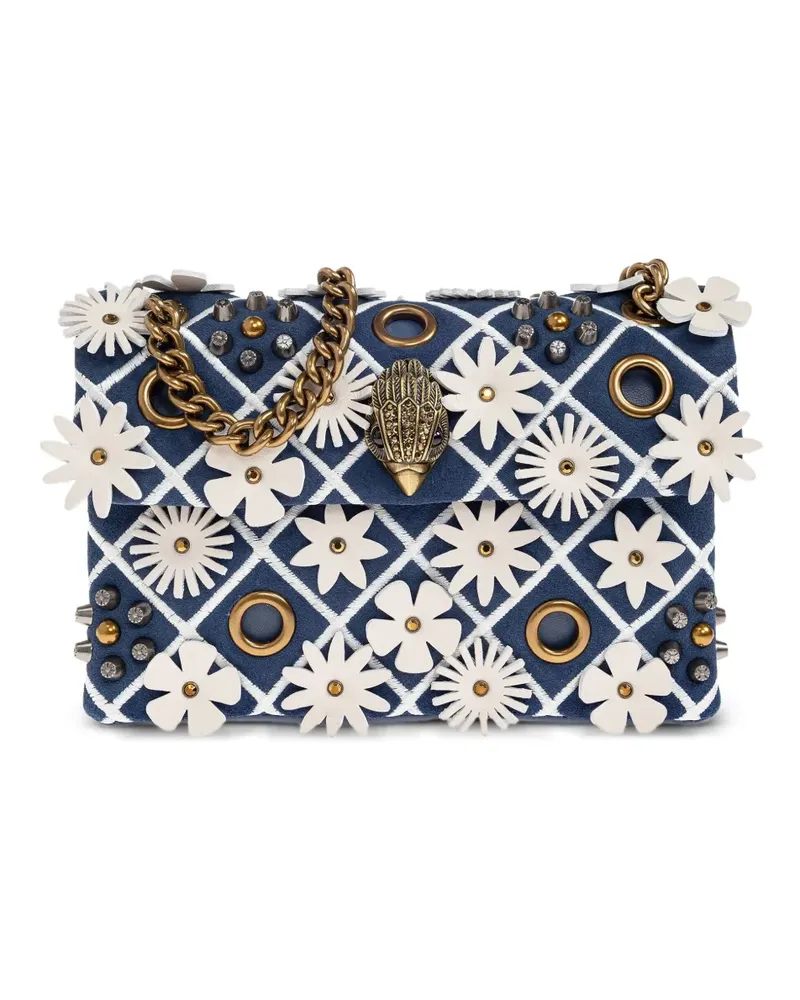 Kurt Geiger Kleine Kensington Schultertasche mit Blumendetail - Blau Blau