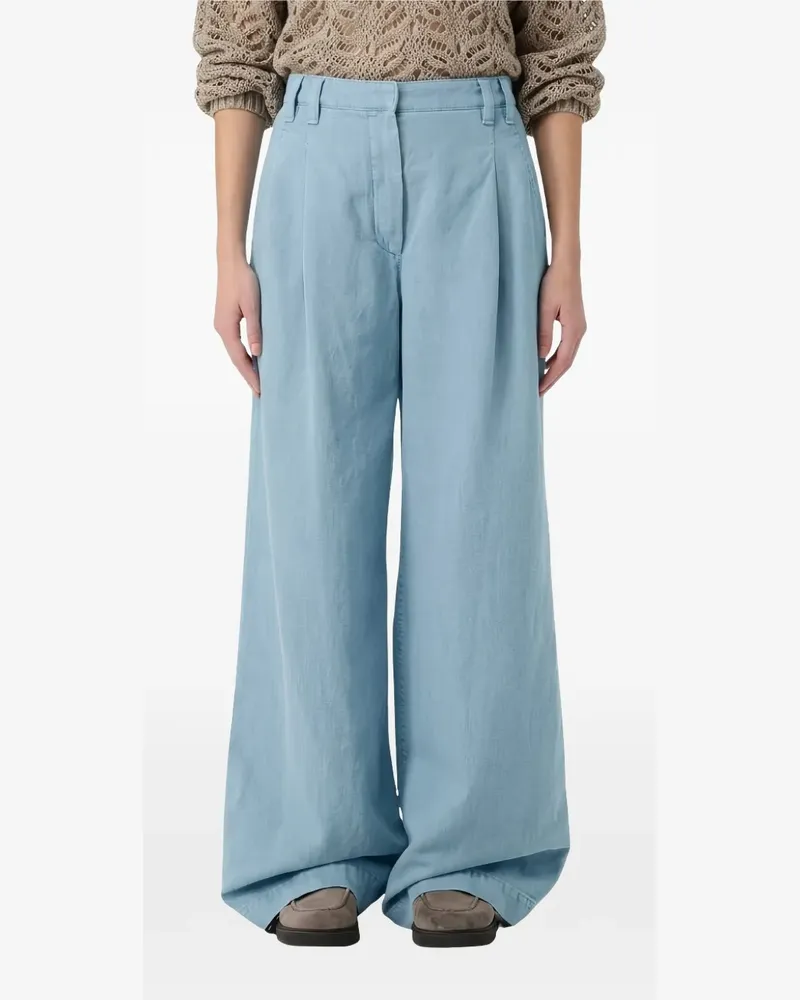 Brunello Cucinelli Wide-Leg-Hose mit Bundfalten - Blau Blau