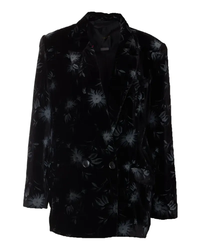 Pinko floral-print double-breasted jacket - Schwarz Schwarz