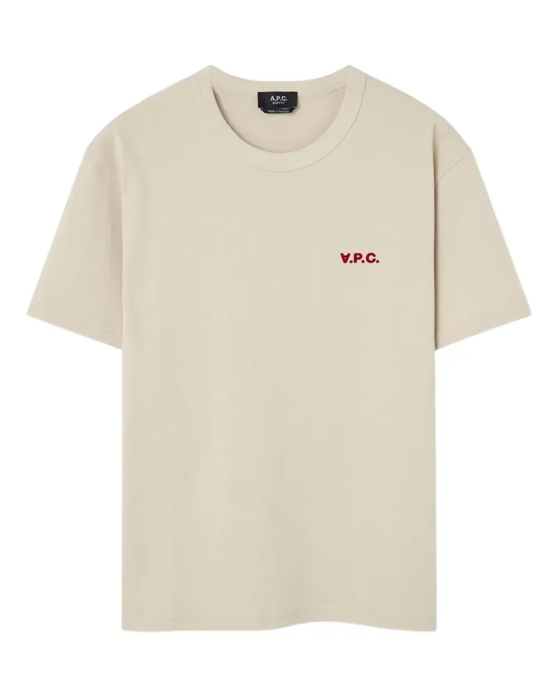A.P.C. T-Shirt mit Logo-Stickerei - Nude Nude