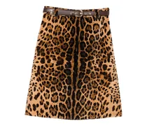 Falange leopard-print belted skirt - Nude