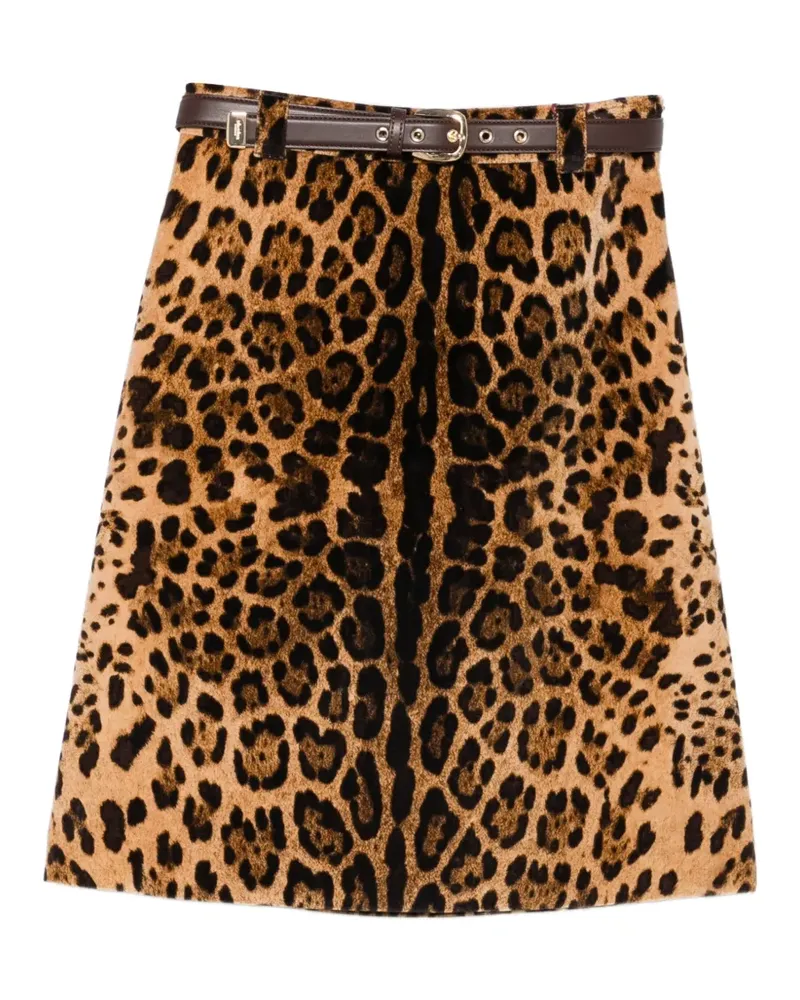 Max Mara Falange leopard-print belted skirt - Nude Nude
