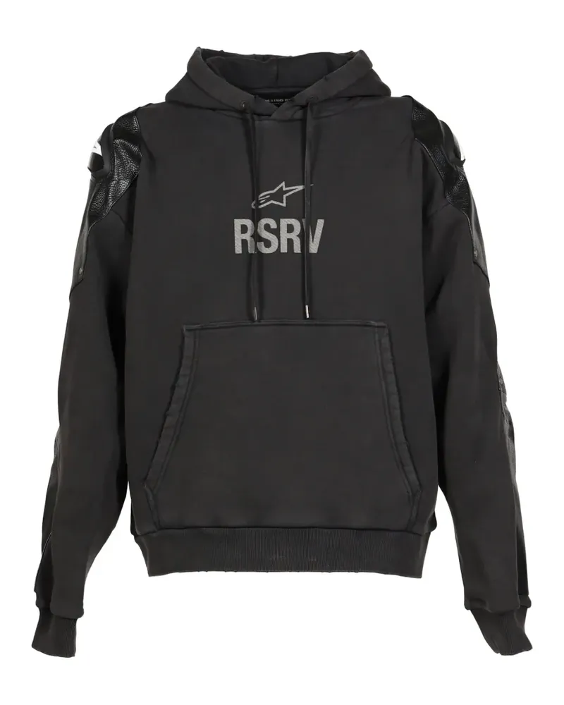 Alpinestars logo-print leather-panel hoodie - Schwarz Schwarz