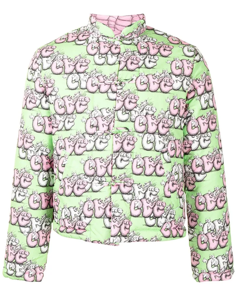 Comme des Garçons Gefütterte Jacke mit Logo-Print - Grün Grün