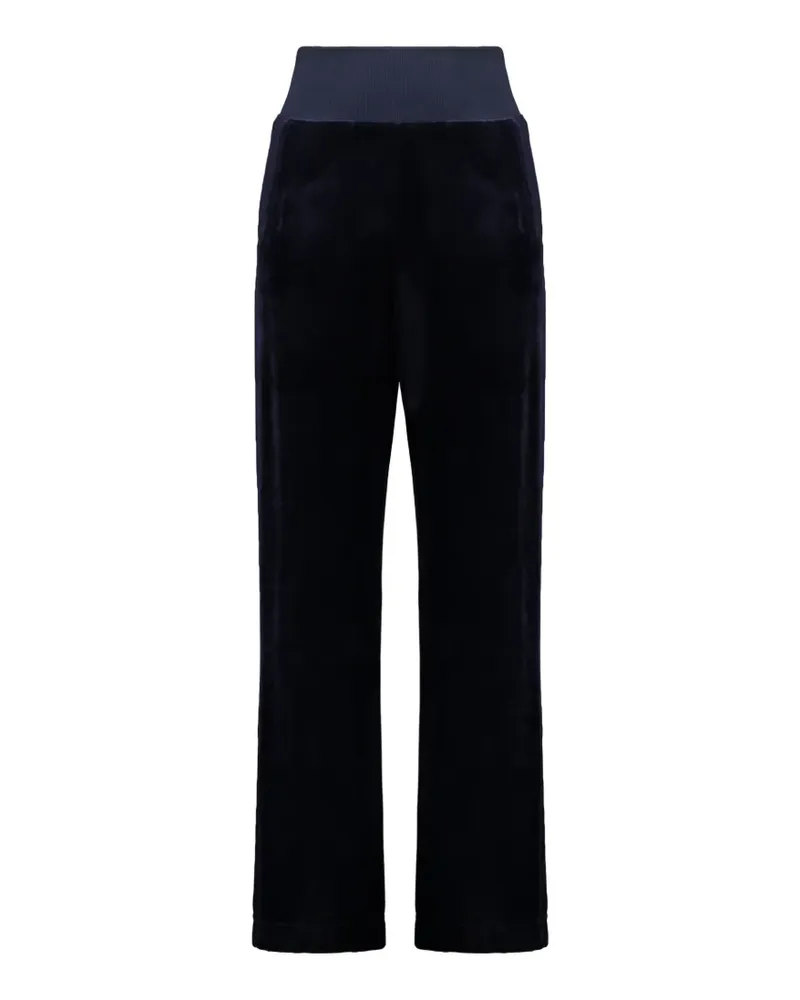 Alberta Ferretti Straight-Leg-Hose in Samtoptik - Blau Blau
