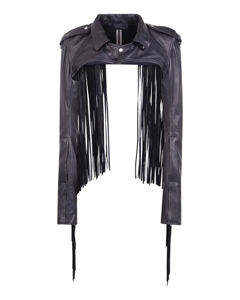 Rick Owens fringe-trimmed leather jacket - Schwarz Schwarz