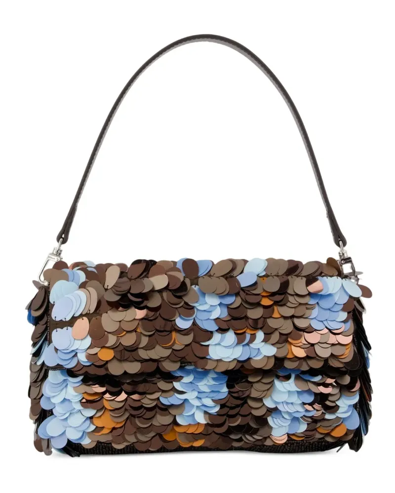 STAUD Timmy Schultertasche mit Pailletten - Braun Braun