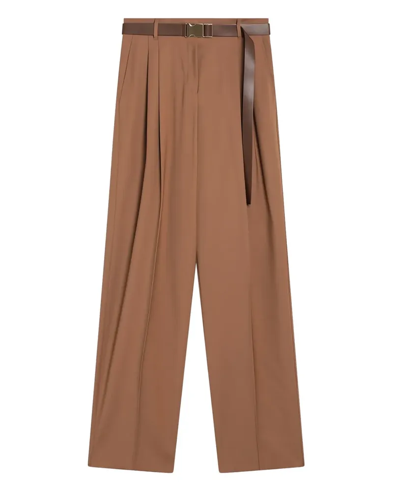 Max Mara Plissierte Hose mit Gürtel - Braun Braun