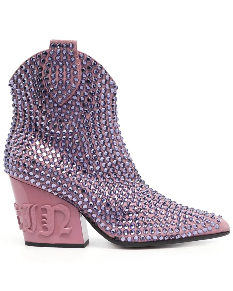Philipp Plein Stiefel mit Kristallen 80mm - Violett Violett