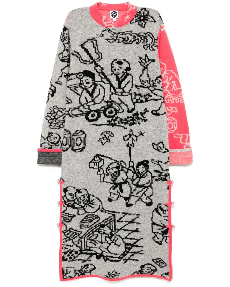 YANYAN KNITS Gemustertes Kleid - Grau Grau