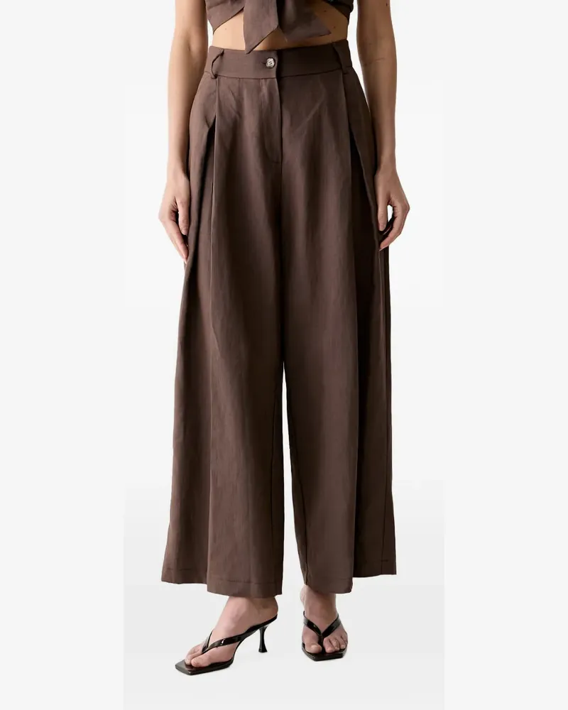VICOLO pleated wide-leg trousers - Braun Braun