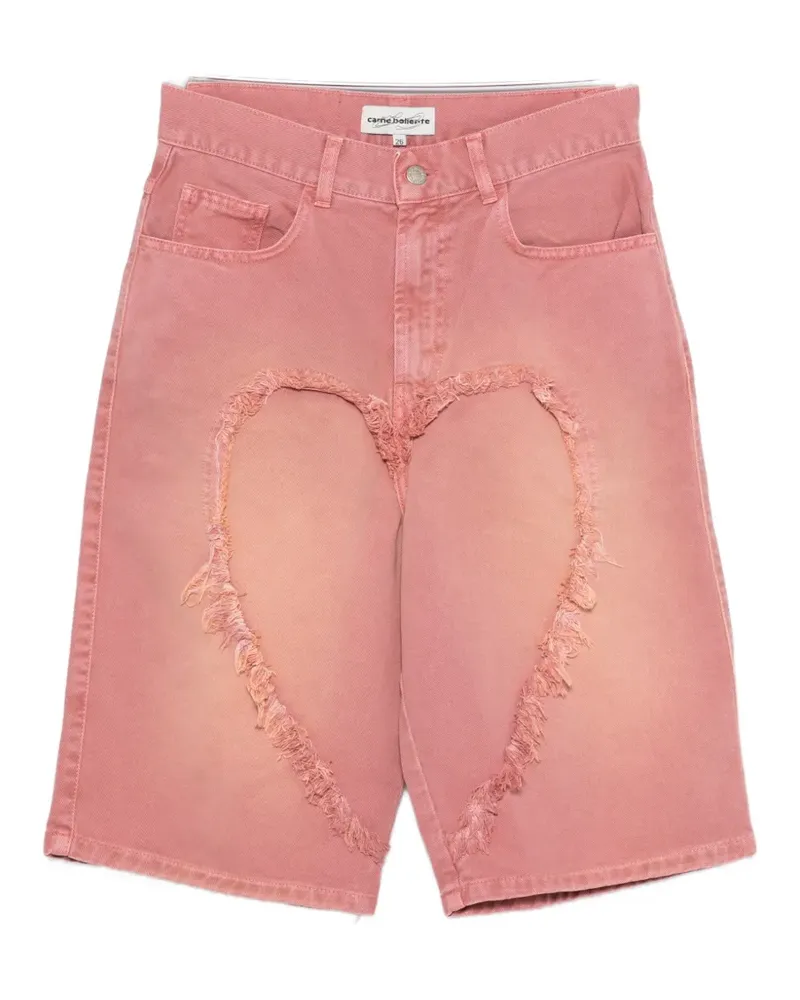 Carne Bollente frayed heart-motif shorts - Rosa Rosa