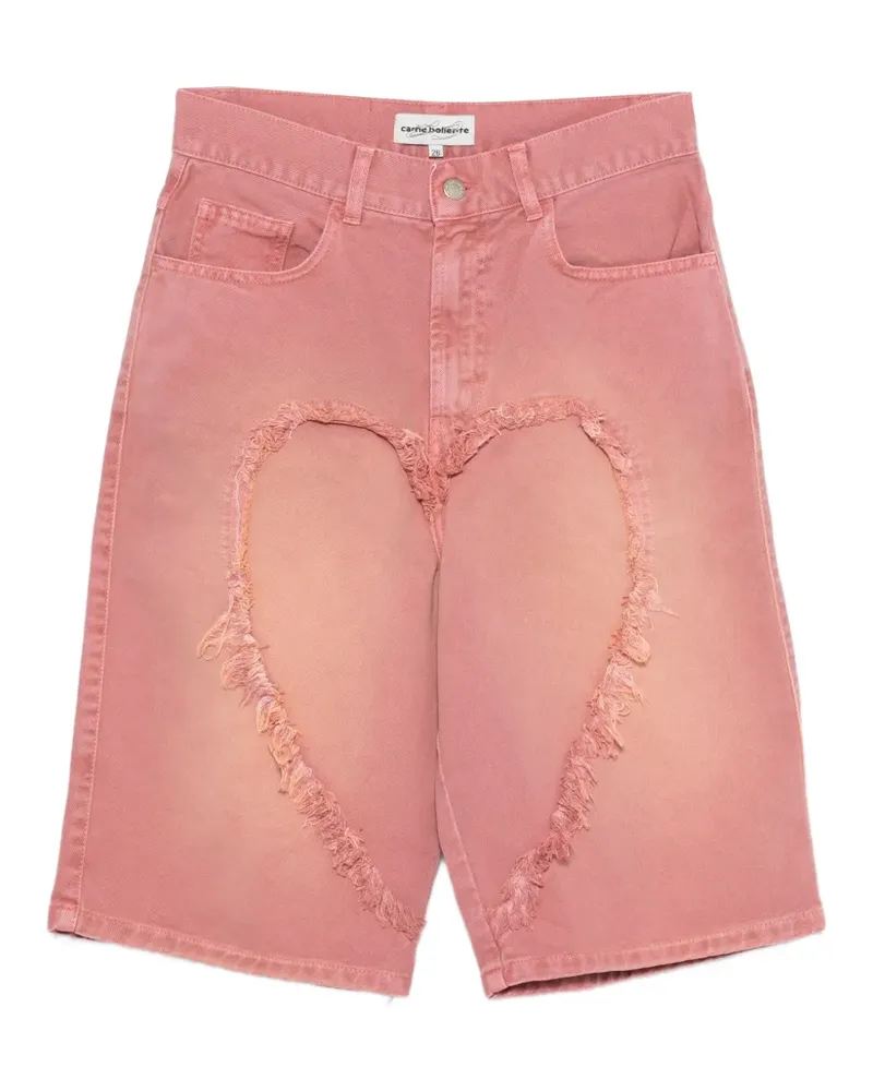 Carne Bollente frayed heart-motif shorts - Rosa Rosa