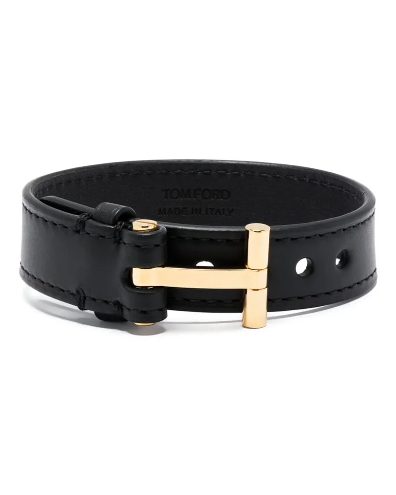 Tom Ford Lederarmband mit T-Scharnier - Schwarz Schwarz