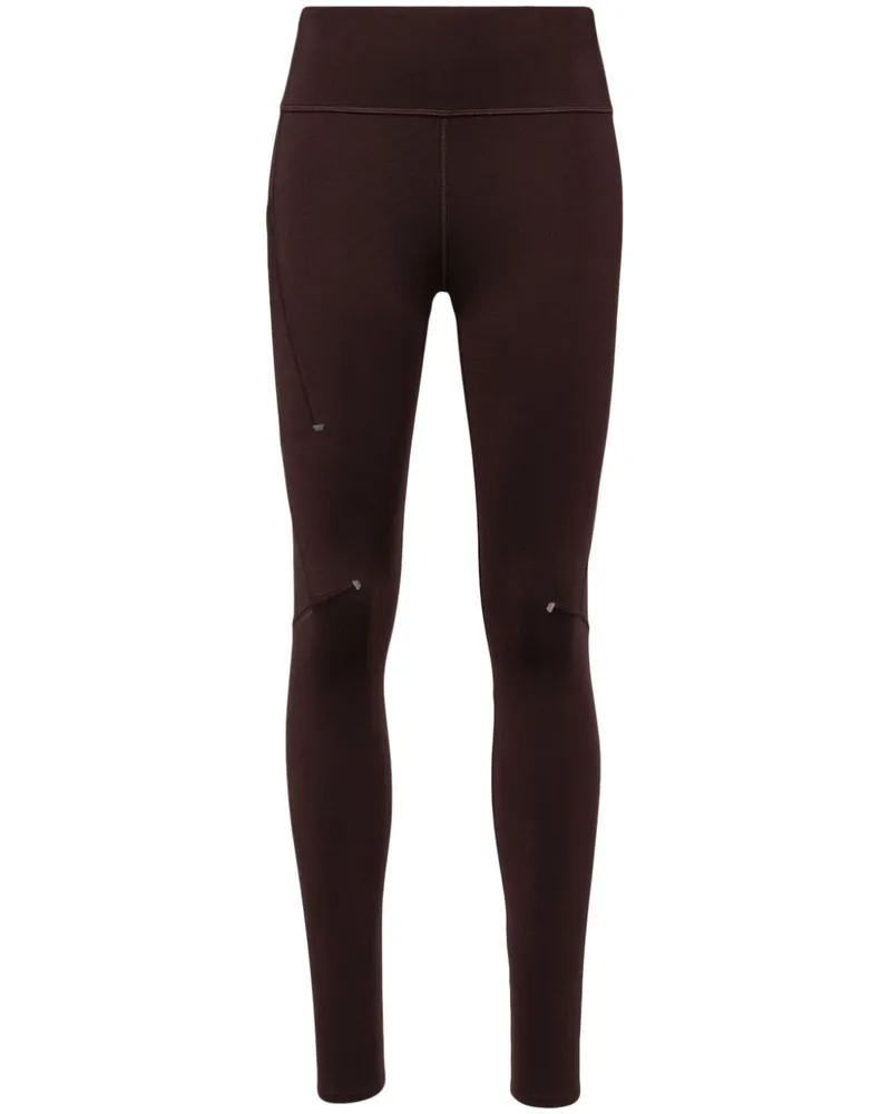 ON Running Sport-Leggings mit Logo-Print Braun