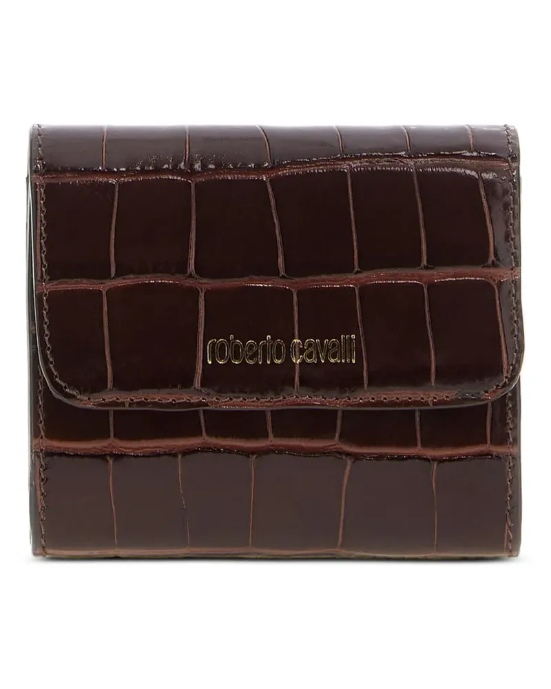 Roberto Cavalli croc-effect logo-lettering wallet - Braun Braun