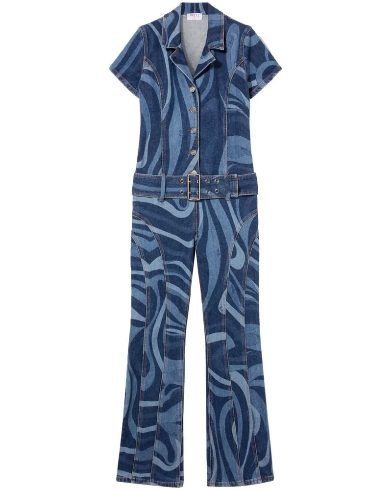 Emilio Pucci Denim-Jumpsuit mit Marmo-Print - Blau Blau