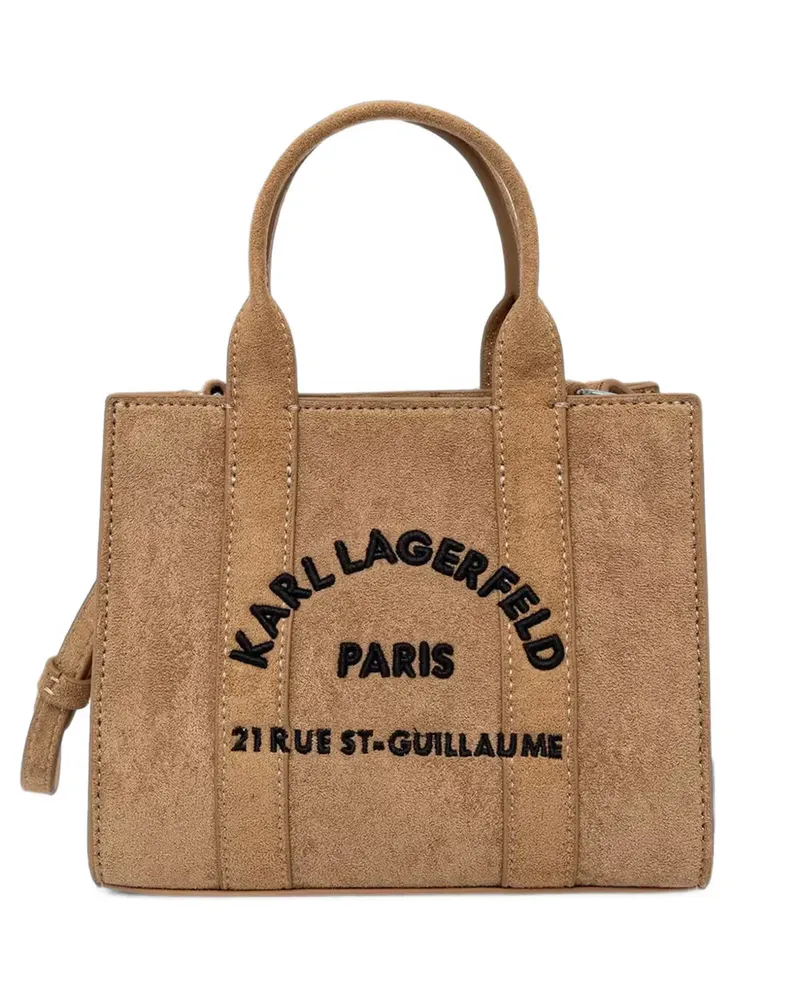 Karl Lagerfeld Rue St-Guillaume mini faux-suede tote bag - Nude Nude