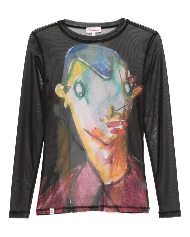 Charles Jeffrey Loverboy Langarmshirt aus Powermesh - Schwarz Schwarz