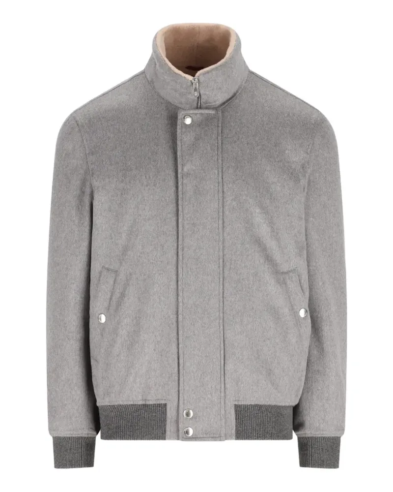 Brunello Cucinelli Lederjacke mit Futter aus Shearling - Grau Grau