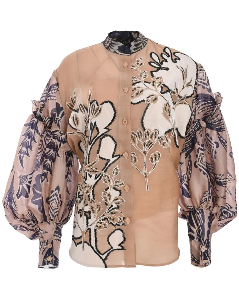 Biyan Organza-Hemd mit Print - Nude Nude
