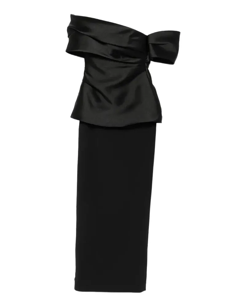 Solace London Lucine off-shoulder draped-detail maxi dress - Schwarz Schwarz