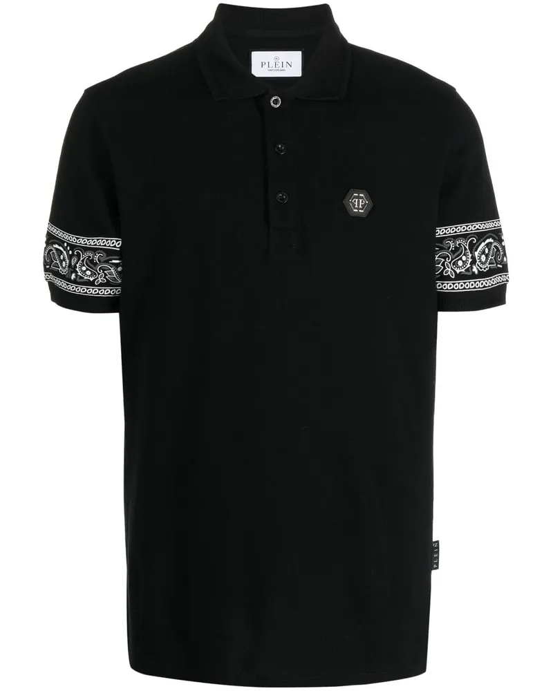 Philipp Plein Poloshirt mit Bandana-Print - Schwarz Schwarz