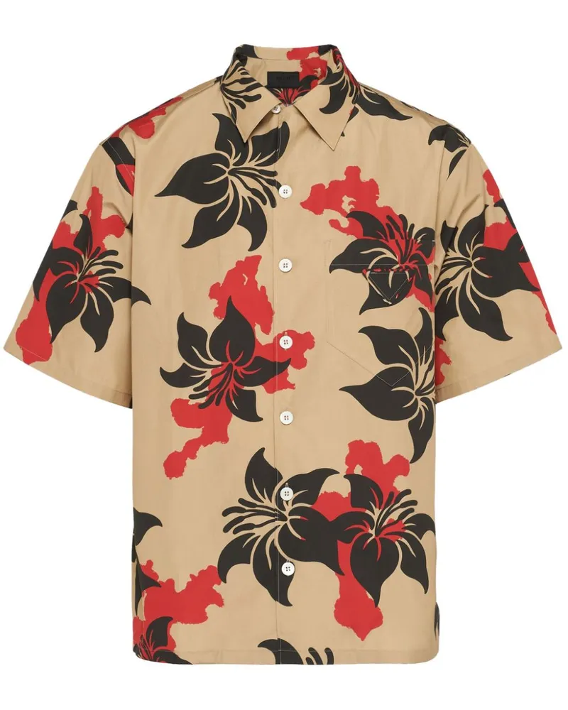 Prada Hemd mit Blumen-Print Nude