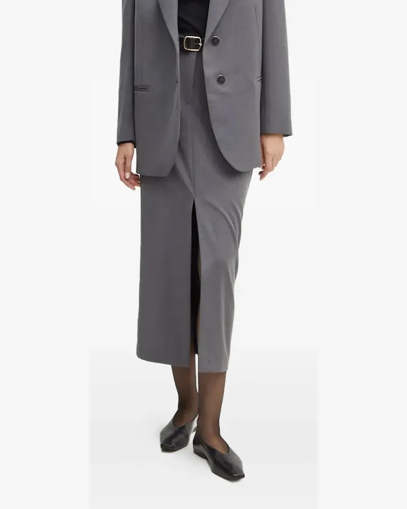 Simona Corsellini Midirock mit Schlitz - Grau Grau