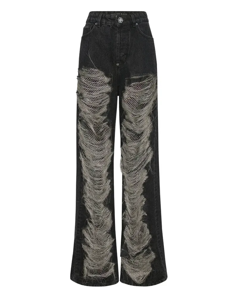 Philipp Plein Jeans aus Mesh mit Strass - Schwarz Schwarz