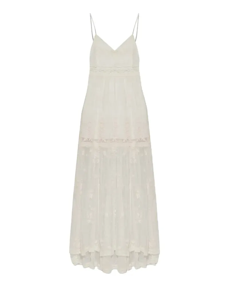 LoveShackFancy Besticktes Kleid mit Spitzenborten - Nude Nude