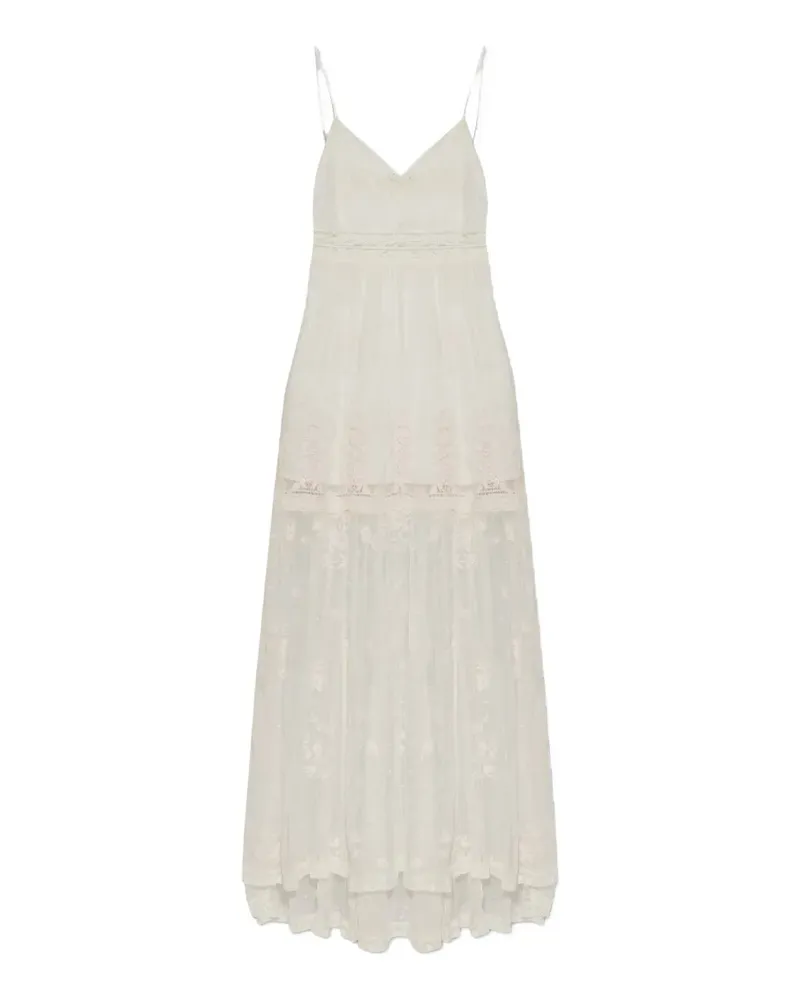 LoveShackFancy Besticktes Kleid mit Spitzenborten - Nude Nude