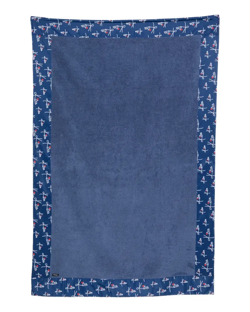 Kiton logo print beach towel - Blau Blau