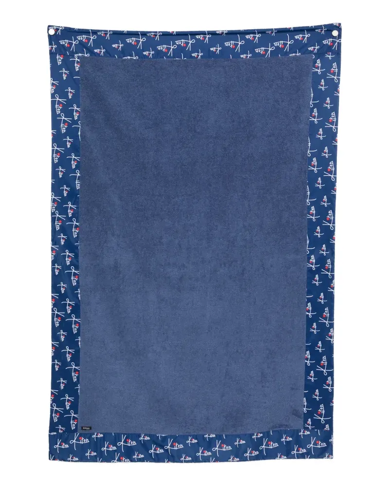 Kiton logo print beach towel - Blau Blau