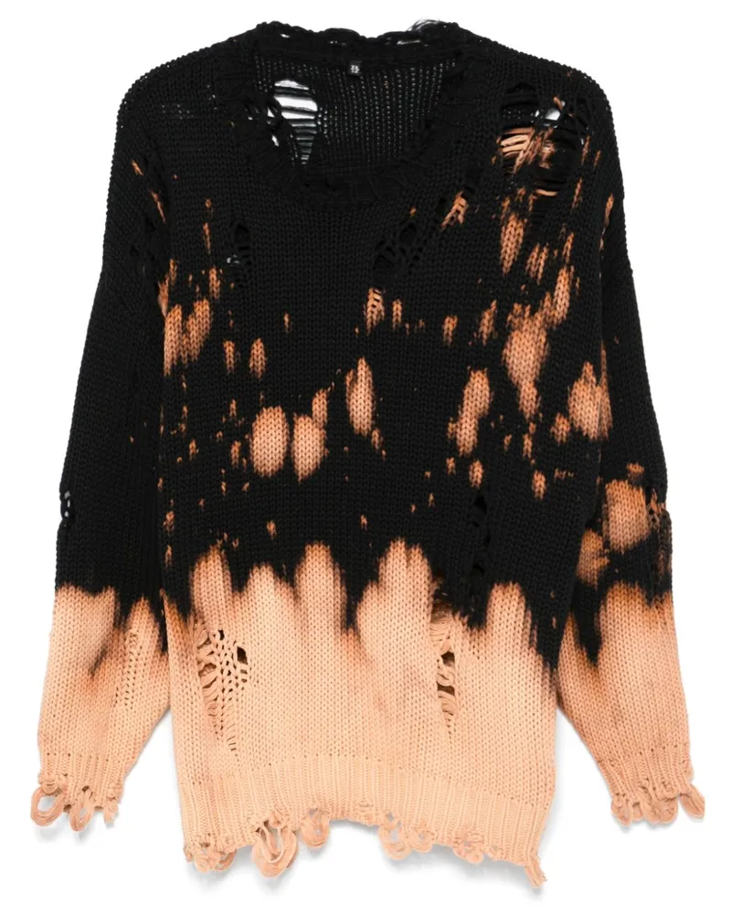 R13 Pullover mit Bleached-Optik - Schwarz Schwarz