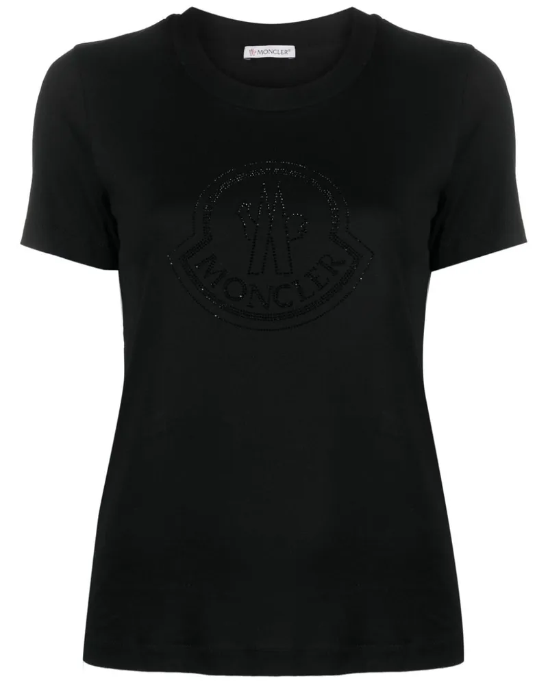 Moncler T-Shirt mit Kristallen - Schwarz Schwarz