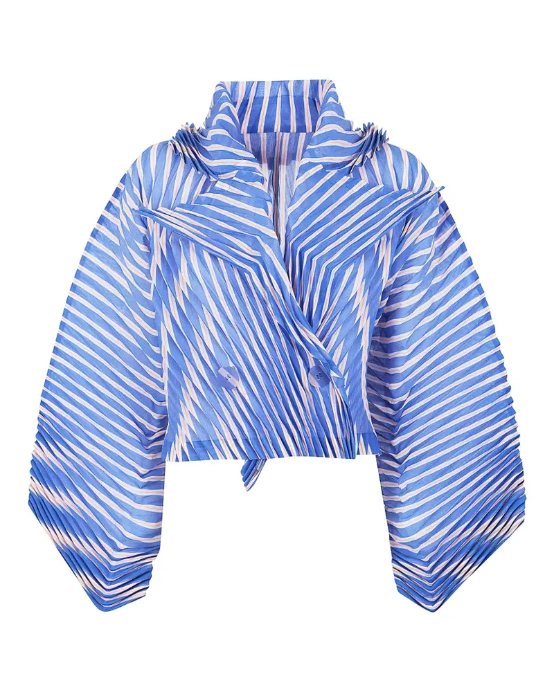 Issey Miyake Gestreifte Jacke mit Falten - Blau Blau