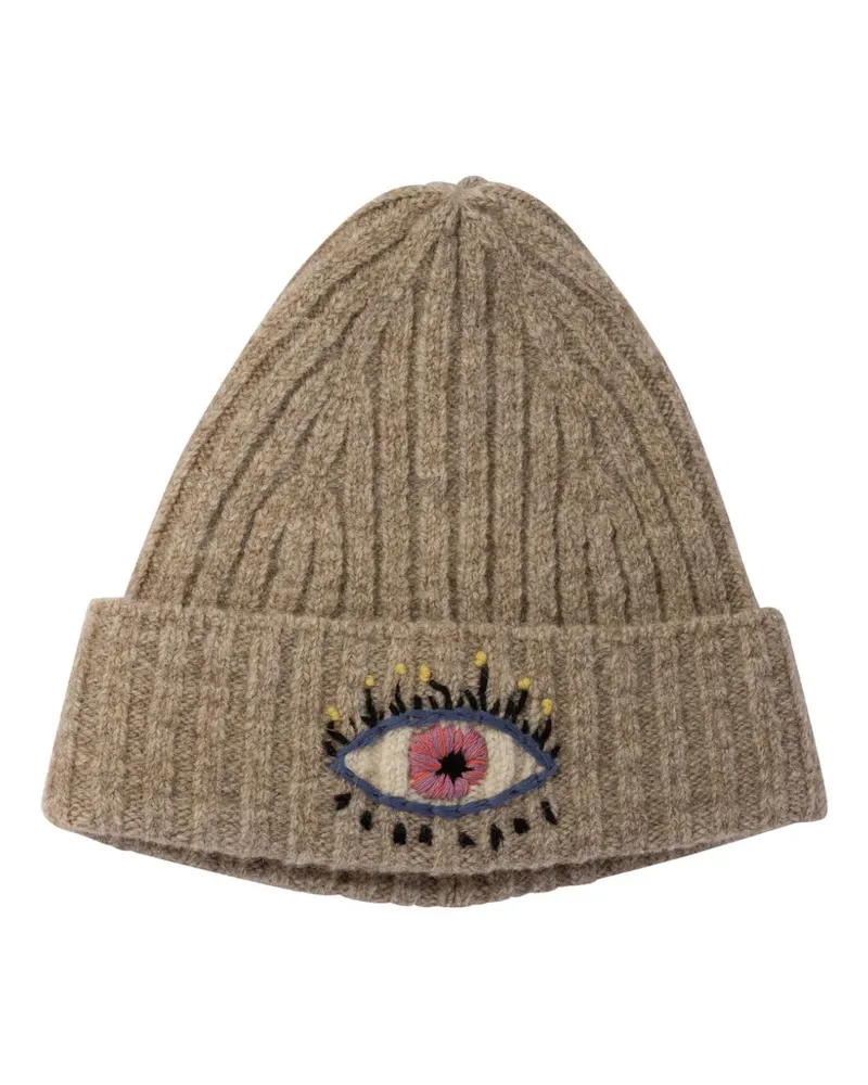 KAPITAL Beanie mit Augenstickerei - Nude Nude
