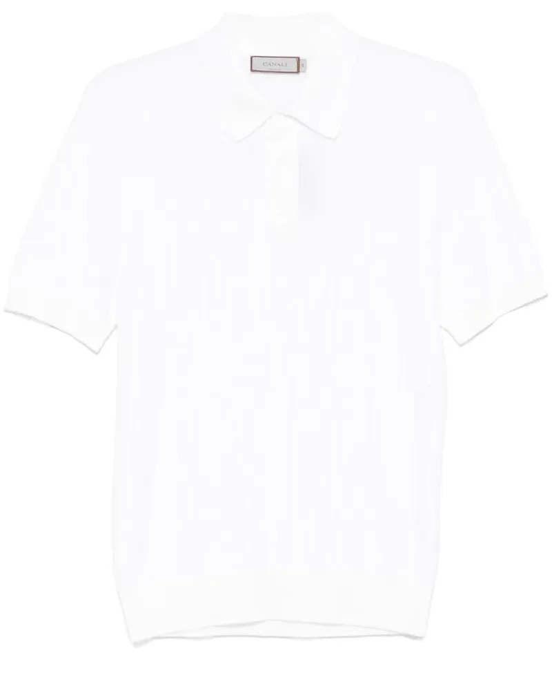 Canali Gestricktes Poloshirt - Weiß Weiß