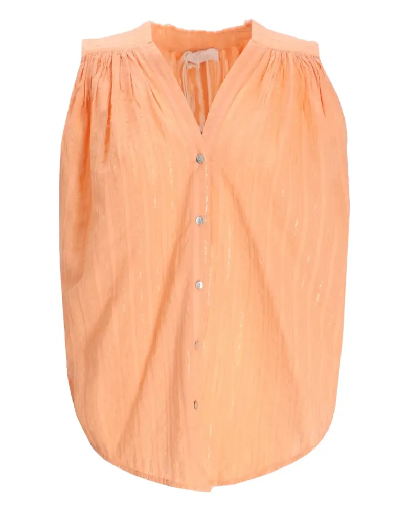 Devotion Ärmellose Iris Bluse mit Metallic-Streifen - Orange Orange