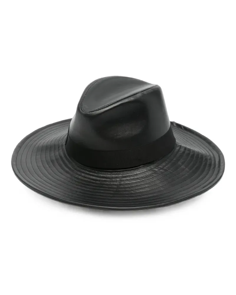Borsalino Fedora aus Leder - Schwarz Schwarz