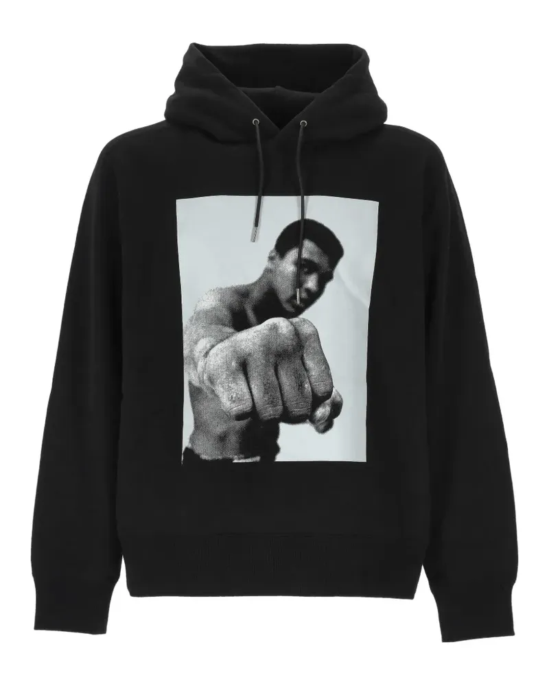 Sacai Muhammad Ali graphic-print oversized hoodie - Schwarz Schwarz