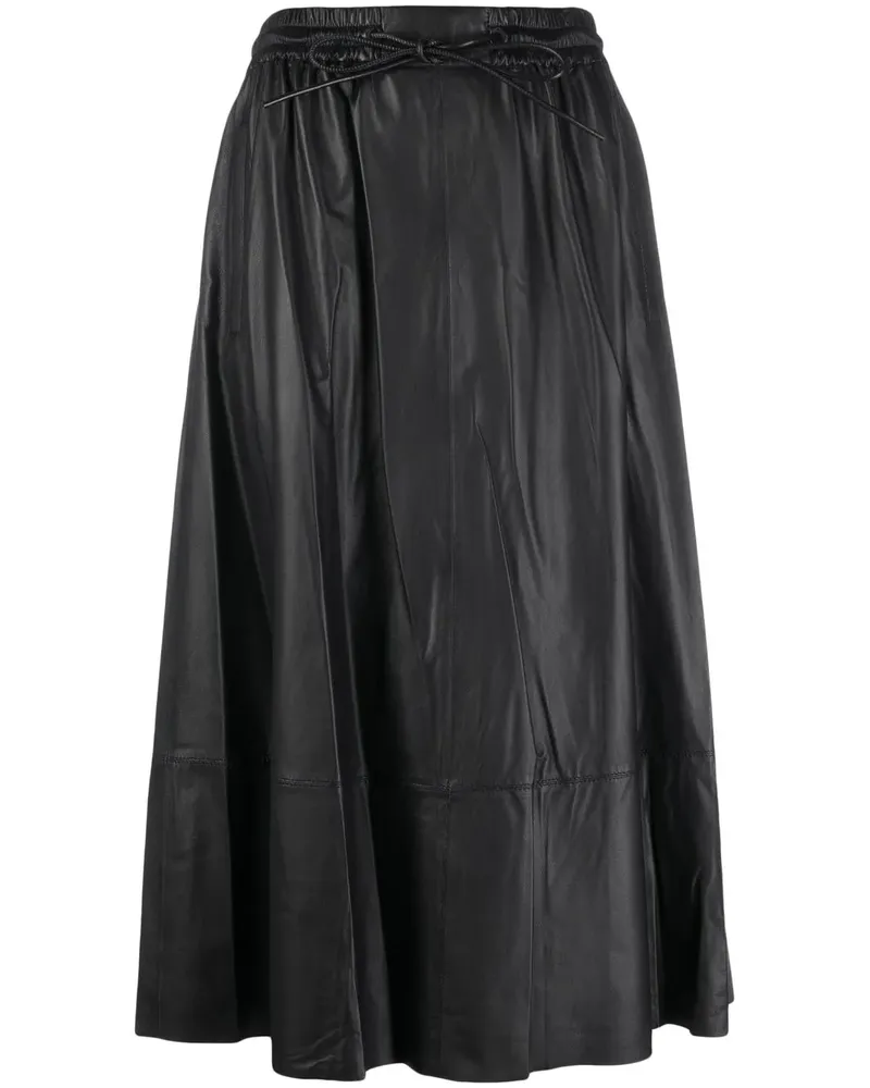 Yves Salomon Ausgestellter Midirock aus Leder - Schwarz Schwarz