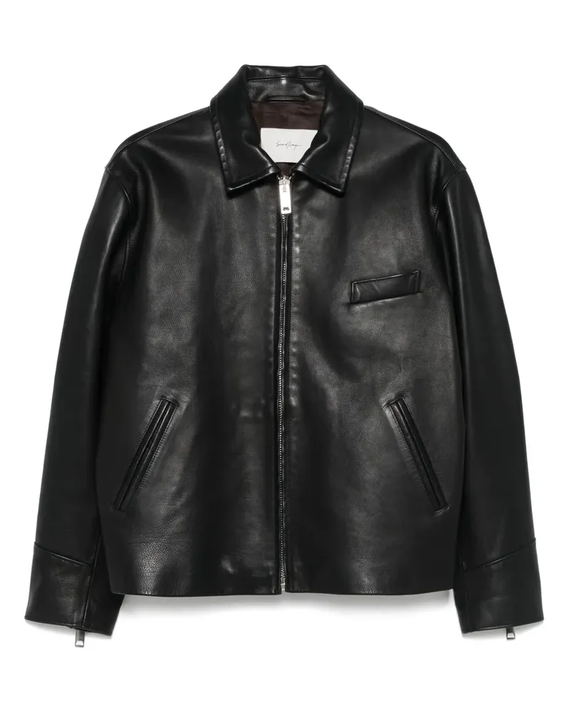 Second/Layer Bomberjacke aus Leder - Schwarz Schwarz