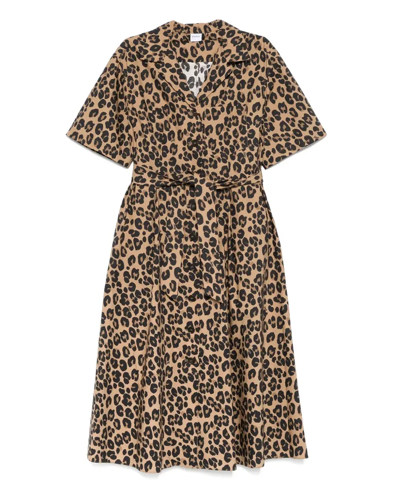 ASPESI Midikleid mit Leoparden-Print - Braun Braun