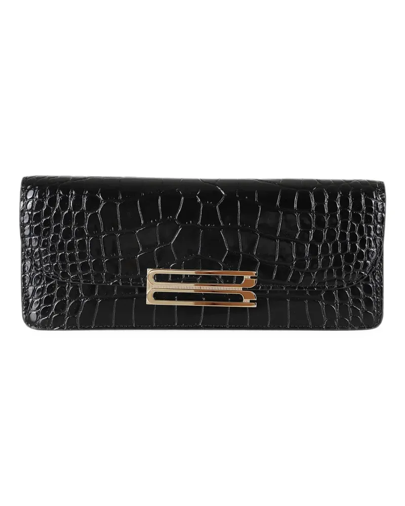 Victoria Beckham Dorian Clutch mit Kroko-Effekt - Schwarz Schwarz