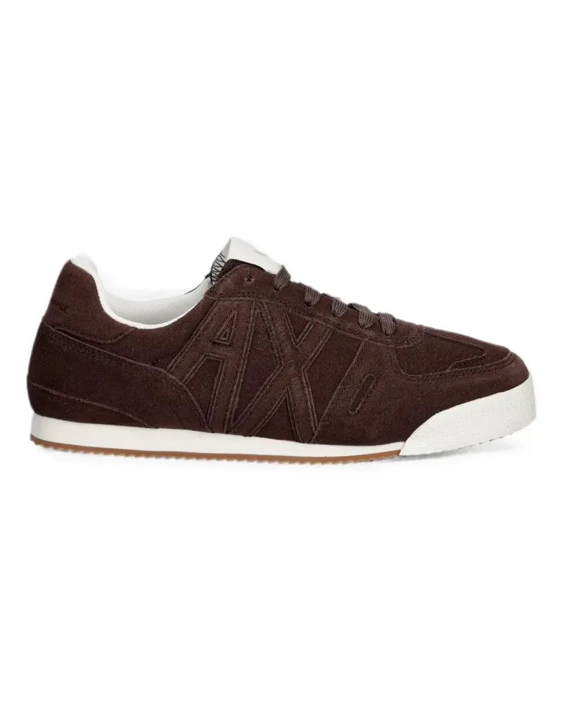 Armani Exchange logo-appliqué suede sneakers - Braun Braun