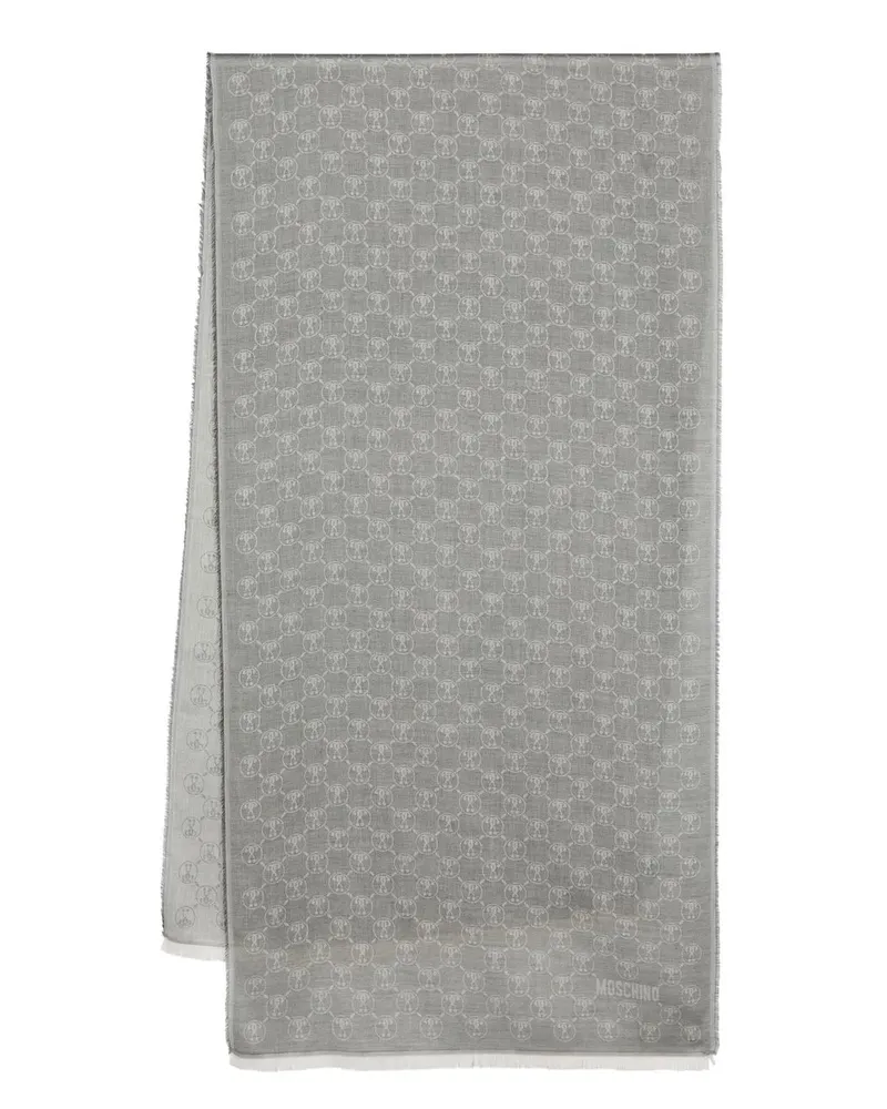 Moschino Schal mit Monogrammmuster - Grau Grau