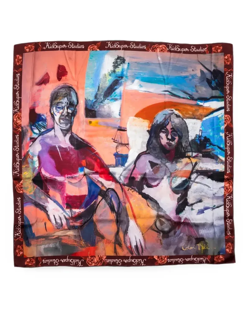 KidSuper Man and Woman Painting Seidenschal - Rot Rot